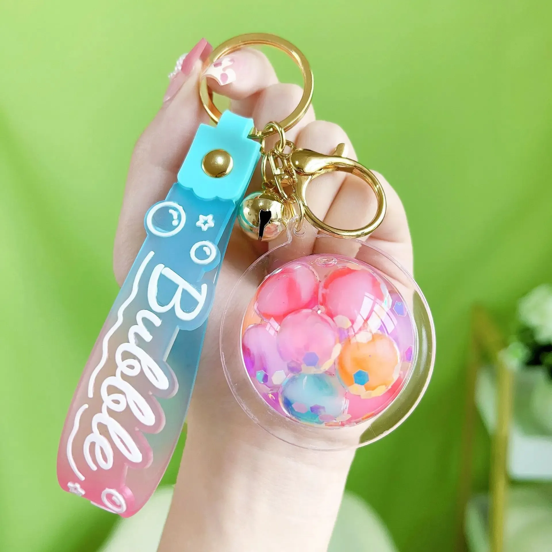 ✨ Adorable Luminous Bubble Beads Keychain 🍬 Cute Quicksand Cherry Blossom Lollipop Pendant for Trendy Bags 🎀 Perfect Gift for All!