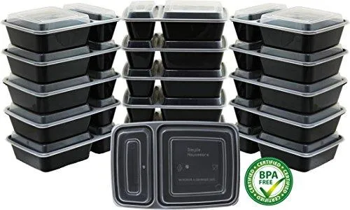 - Simplehouseware 2-Compartment Reusable Meal Prep Storage Container Boxes (28 Ounces)