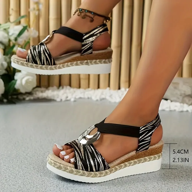 ✨ Women's Wedge Sandals – Comfortable Ankle Strap Buckle Heels for Summer & Casual Wear