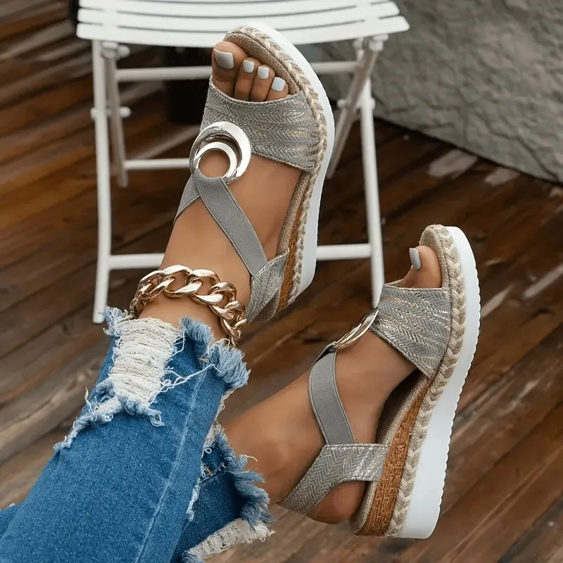 ✨ Women's Wedge Sandals – Comfortable Ankle Strap Buckle Heels for Summer & Casual Wear