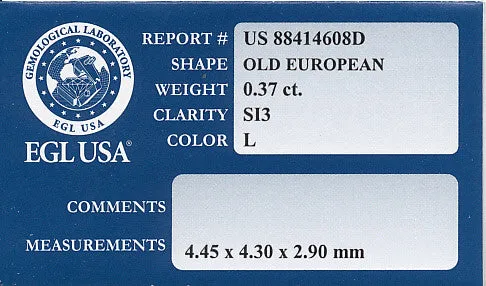 0.37 Carat Loose Old European Cut Diamond L Color SI3 Clarity