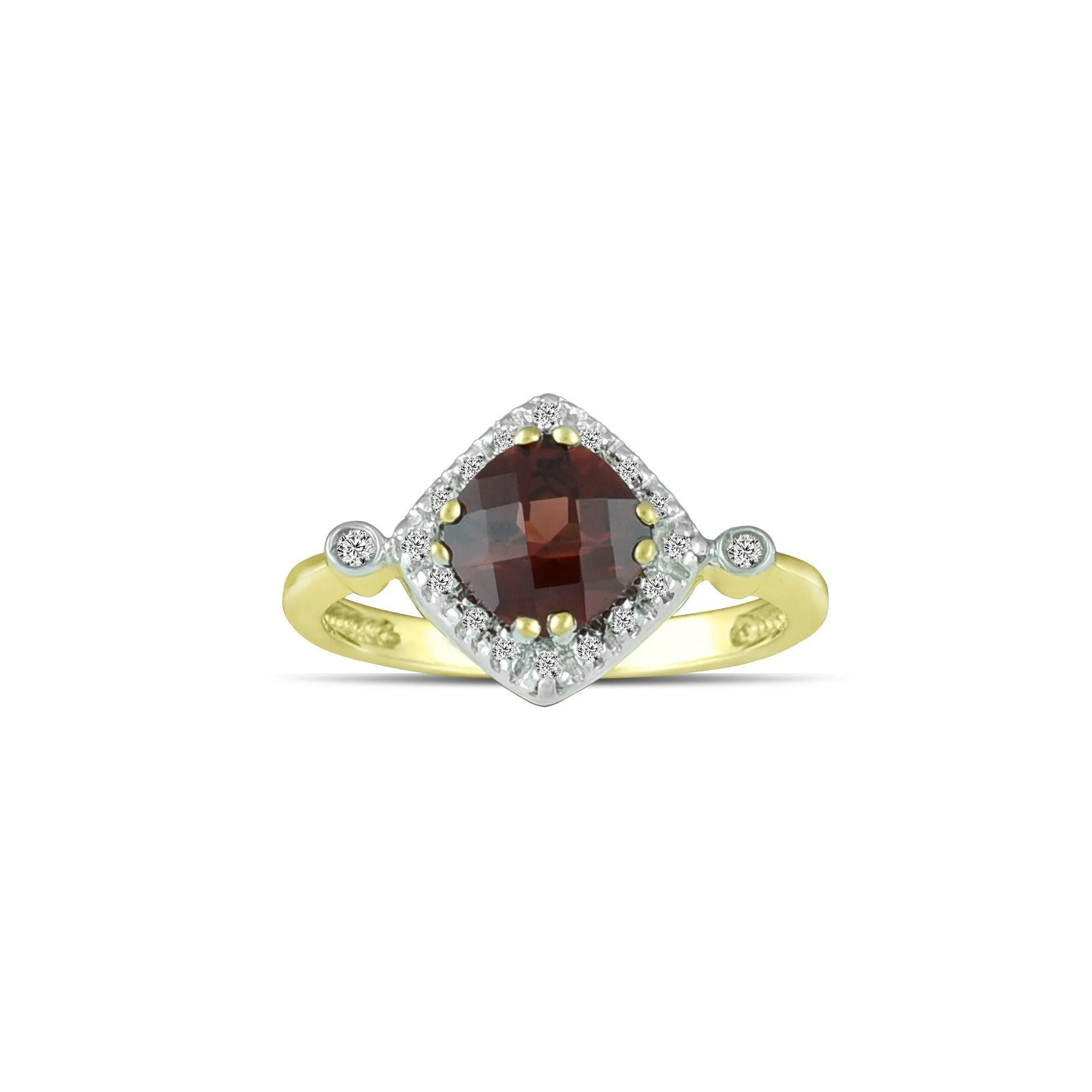 10K Yellow Gold Garnet and Diamond Accent Fashion Ring