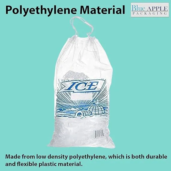 11X20 inches Ice Bags on Wicket Dispenser Printed 1.5 Mil Metallocene (mPE)
