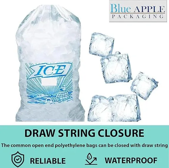 11X20 inches Ice Bags on Wicket Dispenser Printed 1.5 Mil Metallocene (mPE)