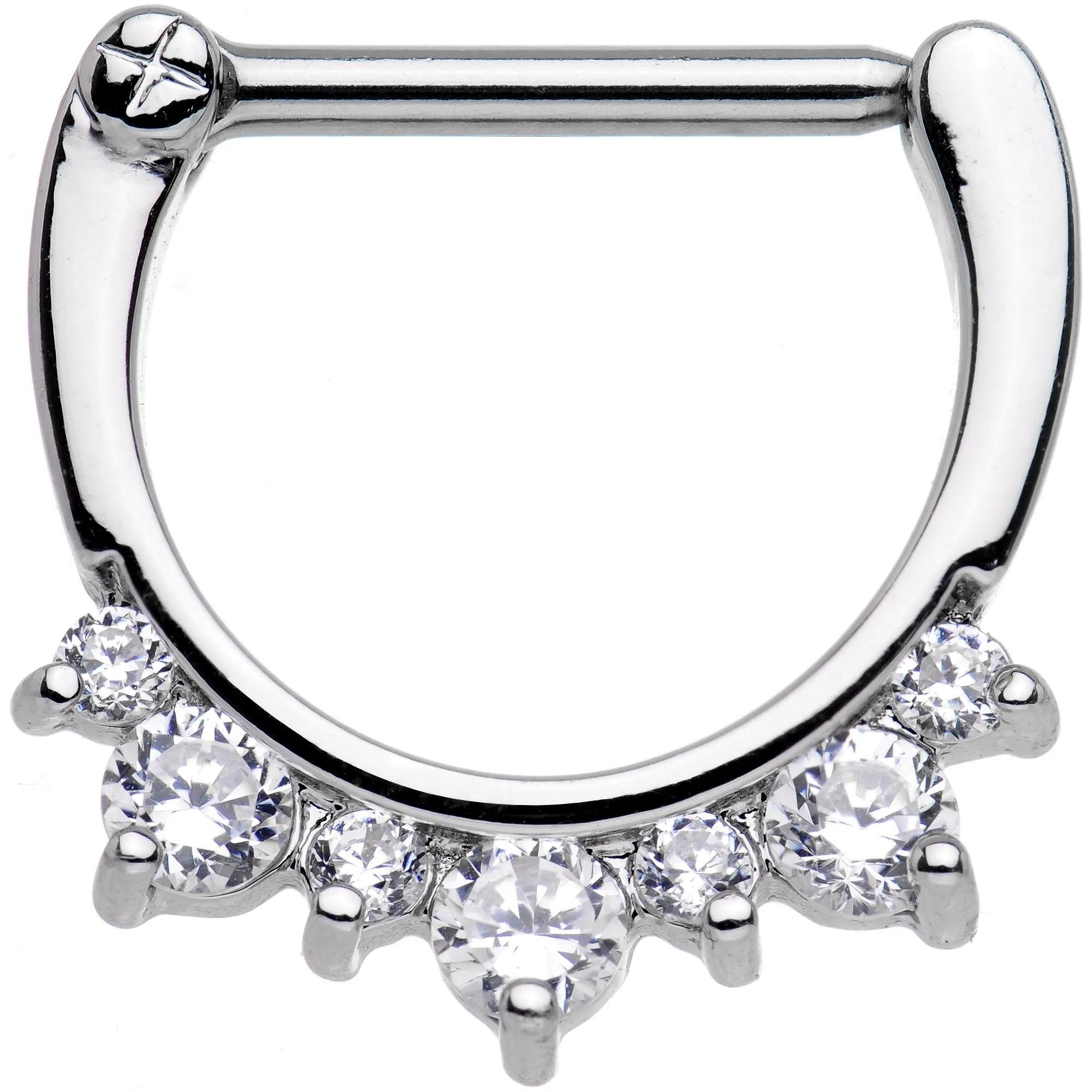 14 Gauge 1/2 Clear Gem Septet Nipple Clicker Set