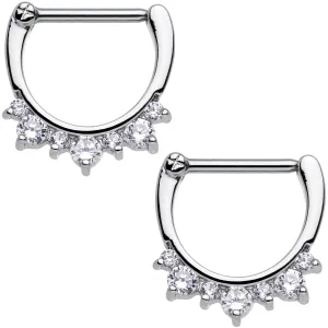 14 Gauge 1/2 Clear Gem Septet Nipple Clicker Set