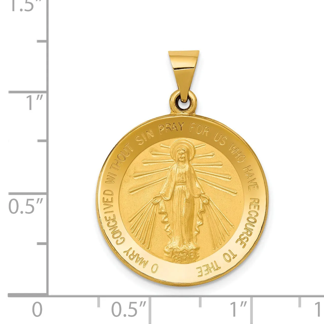 14k Yellow Gold Miraculous Medal Pendant