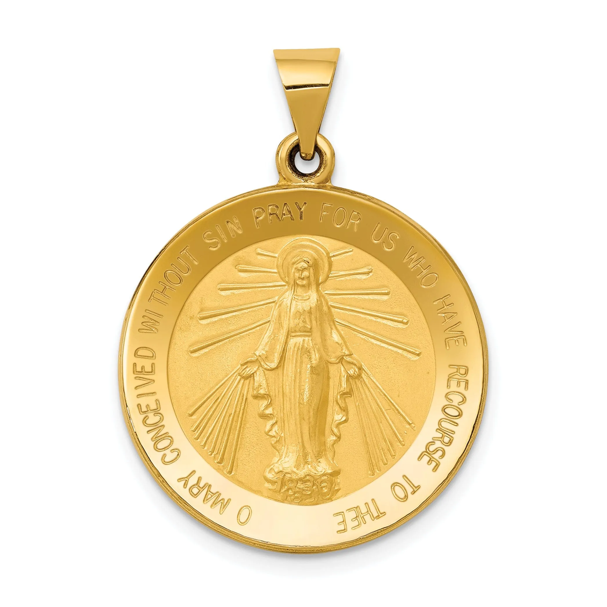 14k Yellow Gold Miraculous Medal Pendant