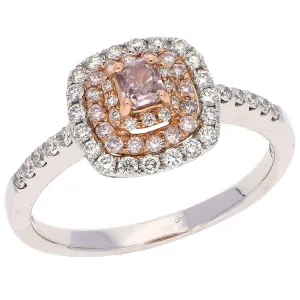18K White Gold Radiant Cut Pink Diamond Fashion Ring