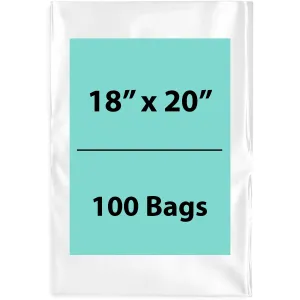 18X20 inches Clear Flat Poly Bags 2Mil Open Top (LDPE)