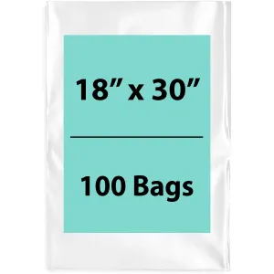 18X30 inches Clear Flat Poly Bags 4Mil Open Top (LDPE)