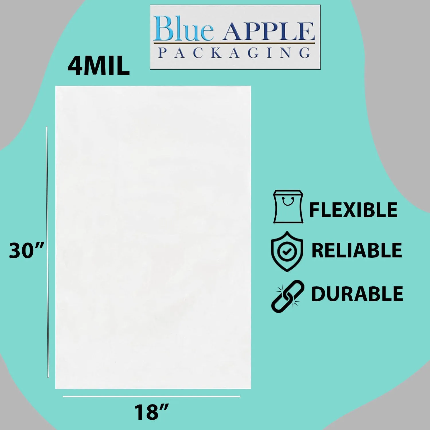 18X30 inches Clear Flat Poly Bags 4Mil Open Top (LDPE)