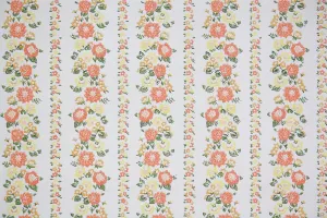 1960s Floral Stripe Vintage Wallpaper
