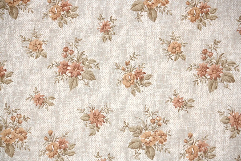 1970s Floral Vintage Wallpaper