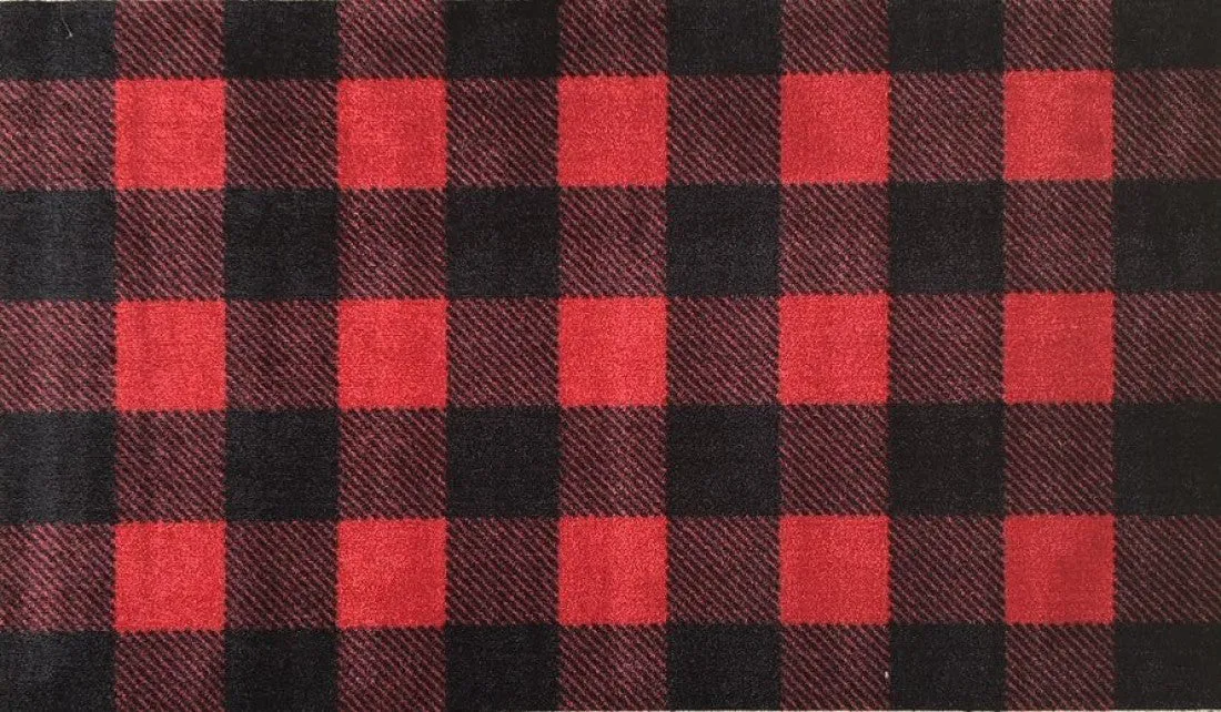 2' x 4' Black and Red Buffalo Check Washable Floor Mat