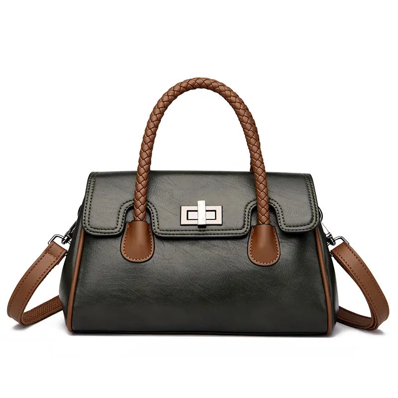 2024 High Quality Soft Leather Women's Handbag Luxury Designer Girl Boston Bag Luxury Large Capacity Shoulder Bags Sac A Main