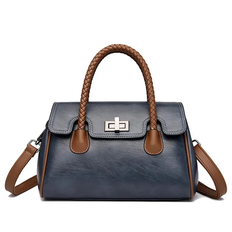 2024 High Quality Soft Leather Women's Handbag Luxury Designer Girl Boston Bag Luxury Large Capacity Shoulder Bags Sac A Main
