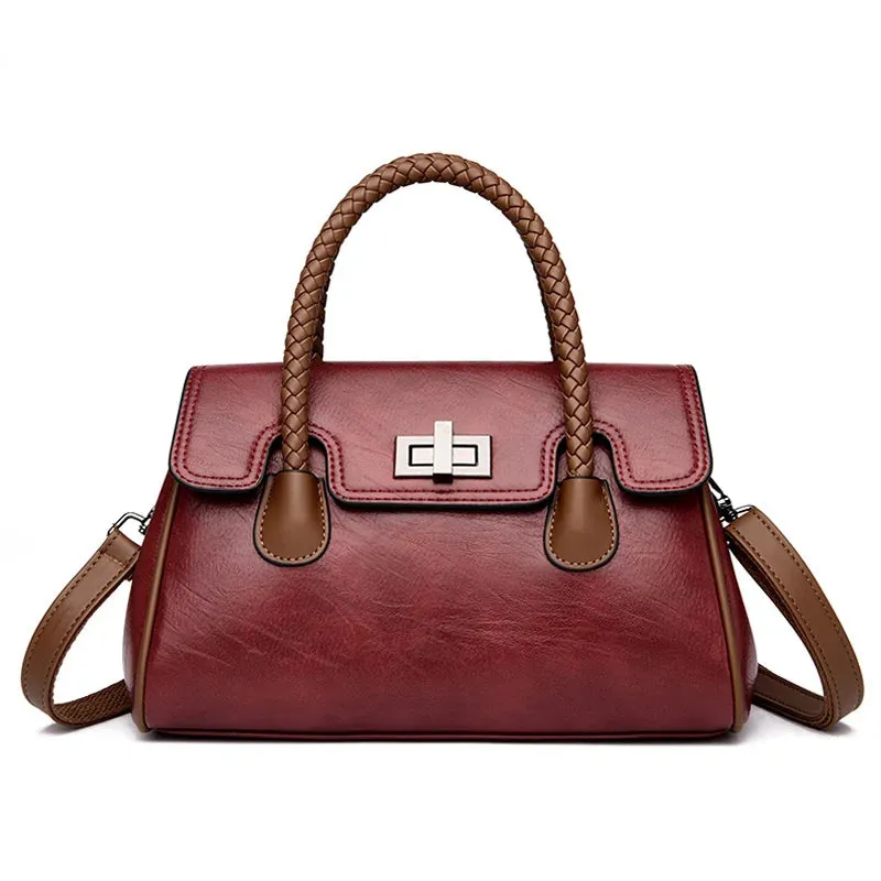 2024 High Quality Soft Leather Women's Handbag Luxury Designer Girl Boston Bag Luxury Large Capacity Shoulder Bags Sac A Main