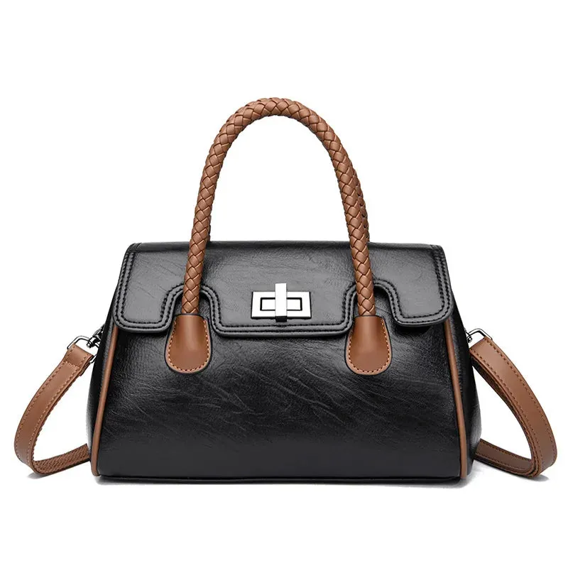 2024 High Quality Soft Leather Women's Handbag Luxury Designer Girl Boston Bag Luxury Large Capacity Shoulder Bags Sac A Main