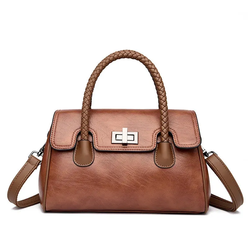 2024 High Quality Soft Leather Women's Handbag Luxury Designer Girl Boston Bag Luxury Large Capacity Shoulder Bags Sac A Main