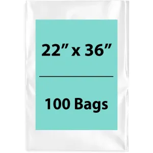 22X36 inches Clear Flat Poly Bags 2Mil Open Top (LDPE)
