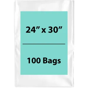 24X30 inches Clear Flat Poly Bags 2Mil Open Top (LDPE)