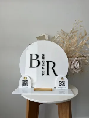 3 in 1 Logo, QR’s and Card Holder Business Sign