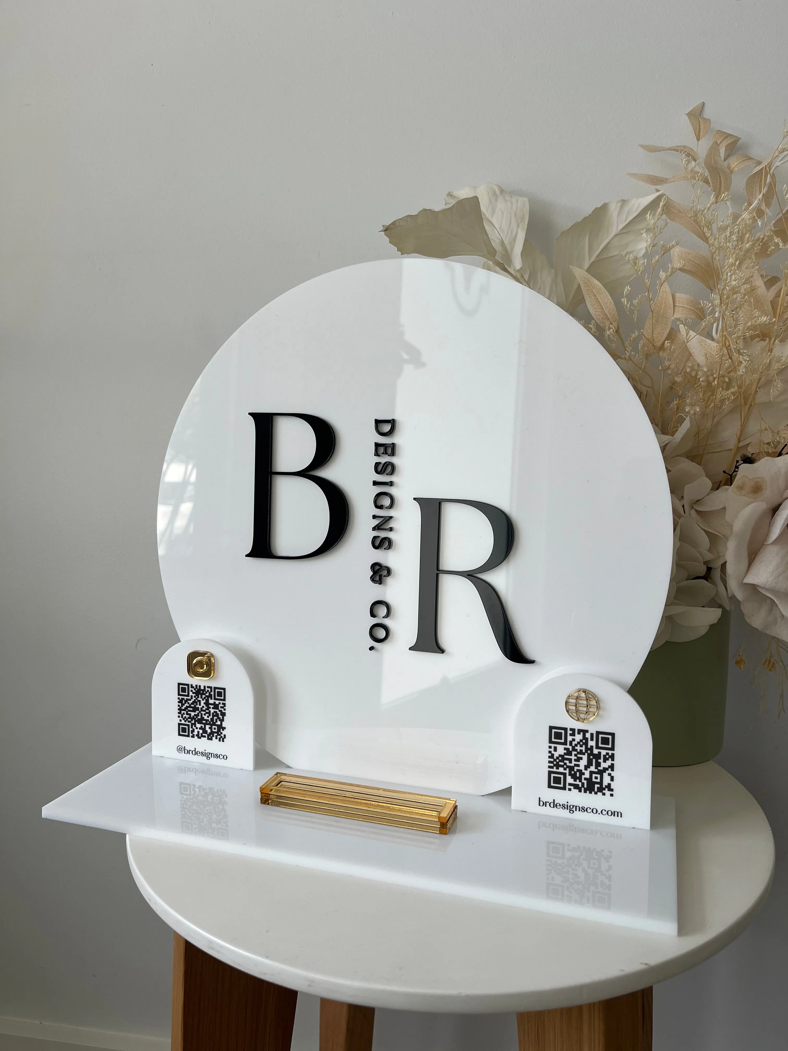 3 in 1 Logo, QR’s and Card Holder Business Sign