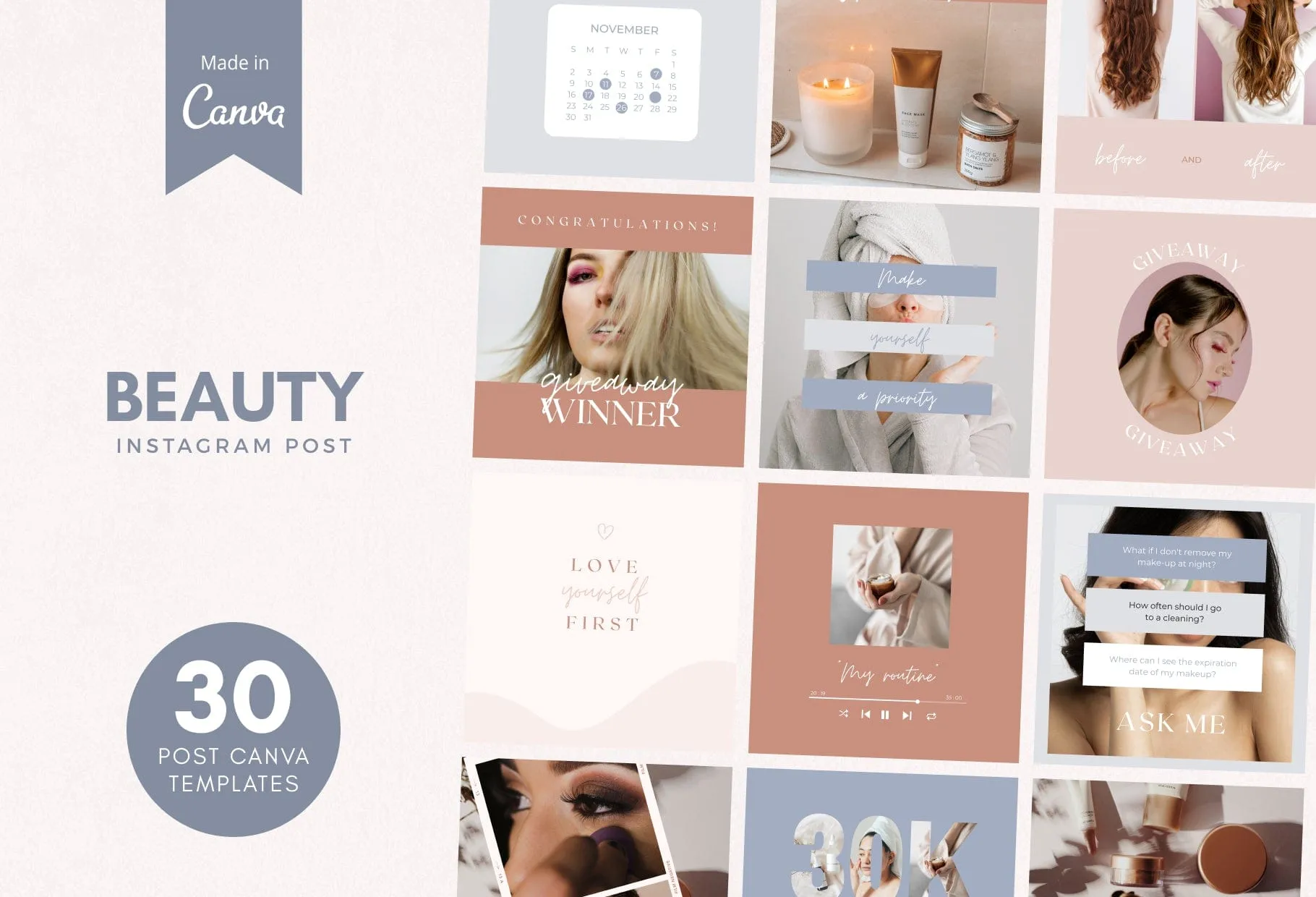 30 Beauty Instagram Post Canva Templates