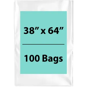 38X64 inches Clear Flat Poly Bags 2Mil Open Top (LDPE)