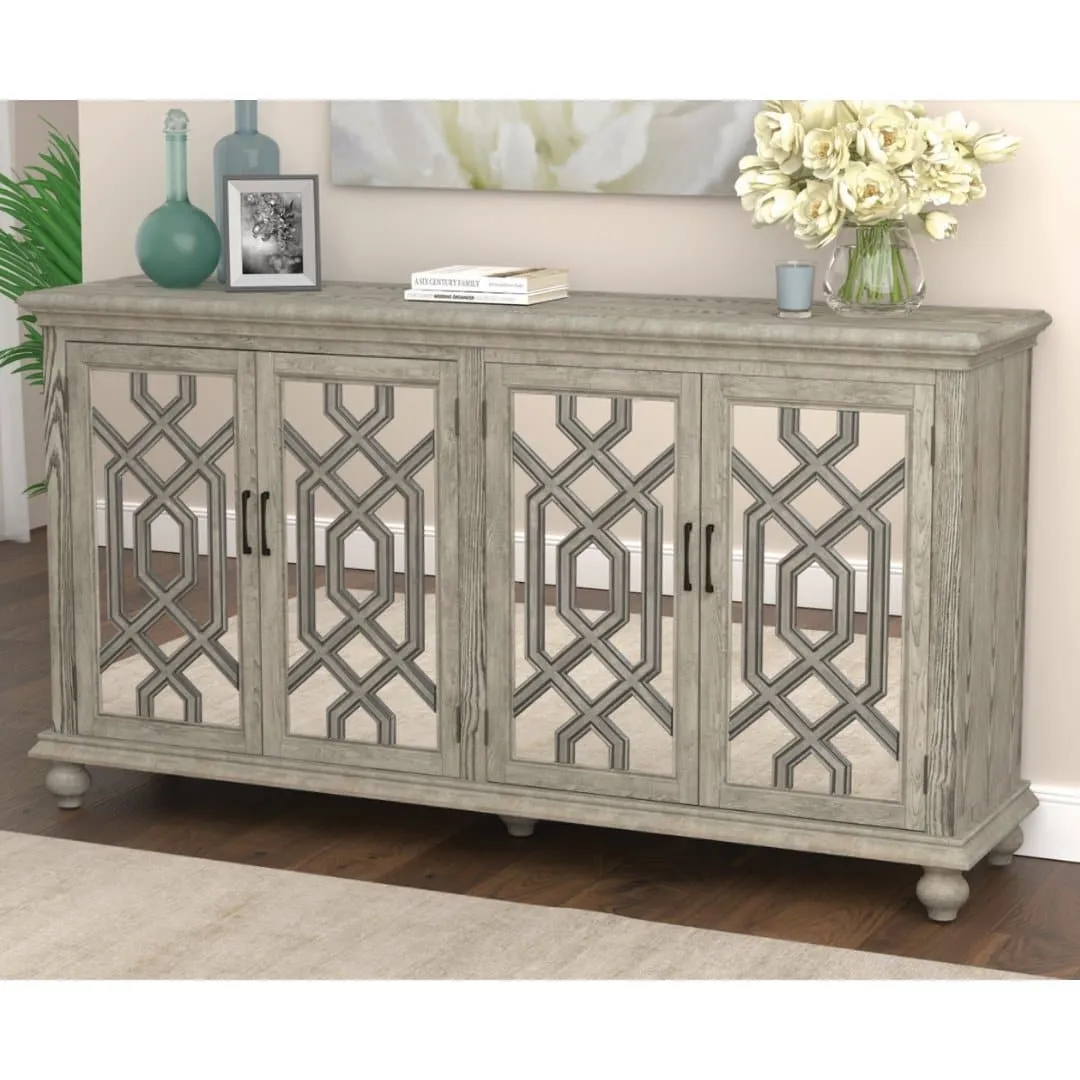 4-door Accent Cabinet in Weathered Gray
