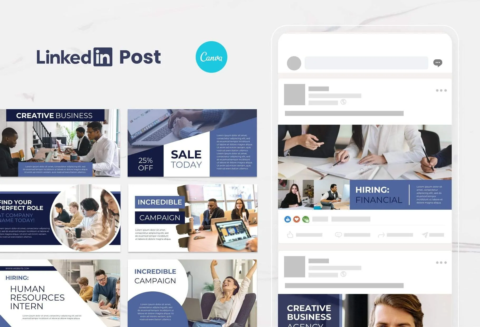 40 LinkedIn Posts Canva Templates Bundle
