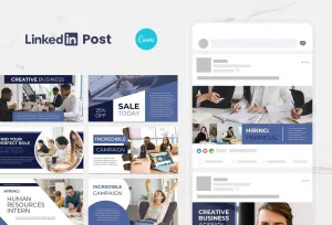 40 LinkedIn Posts Canva Templates Bundle