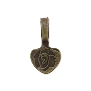 9.5x17.5mm Vintage Heart Bails with "Rosebeading" logo,Match Glue On Pendant Bails for Jewelry,Zinc Alloy Filled,Antique Bronze plated,50pcs/lot