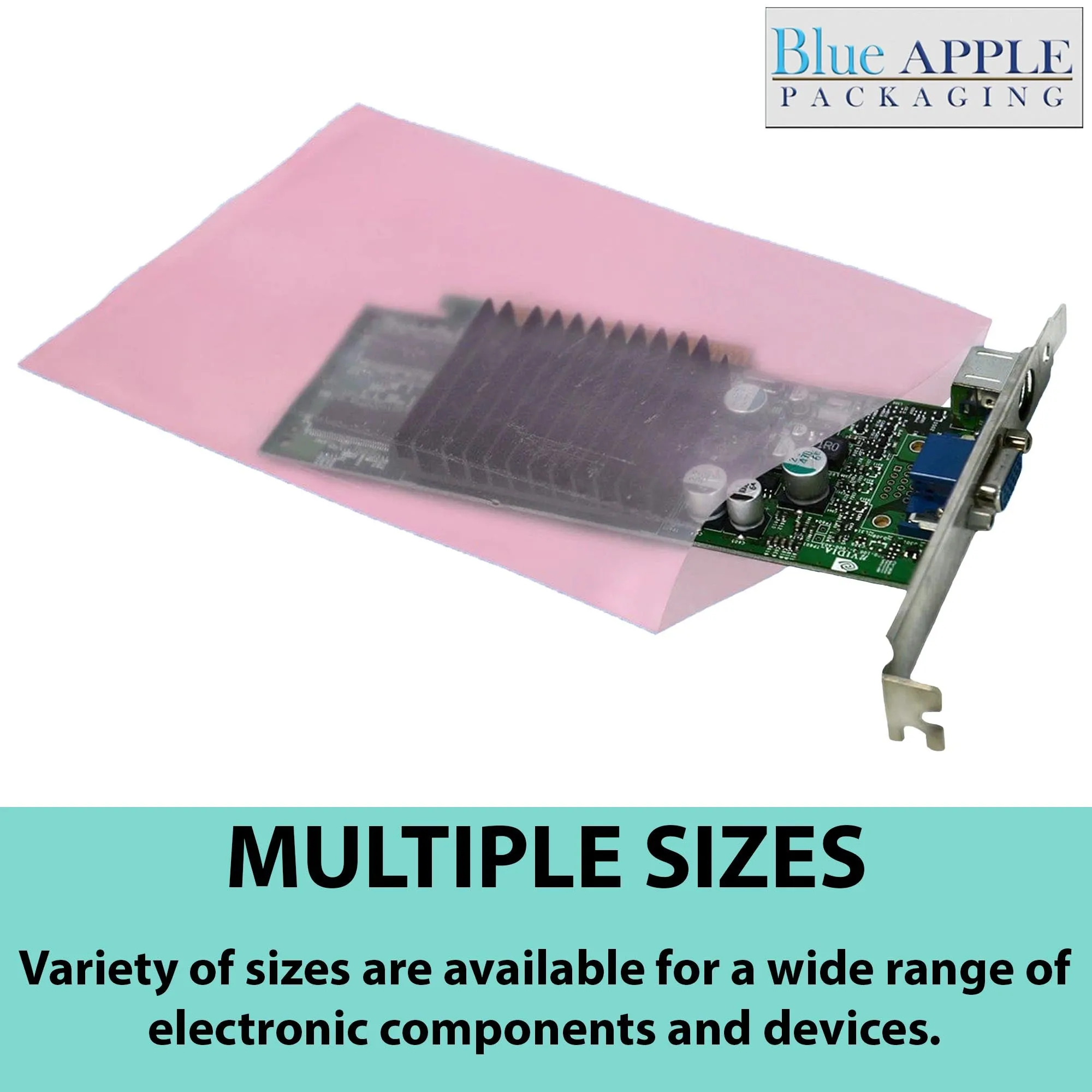 9X12 inches Pink Anti Static Bags 2 Mil Flat