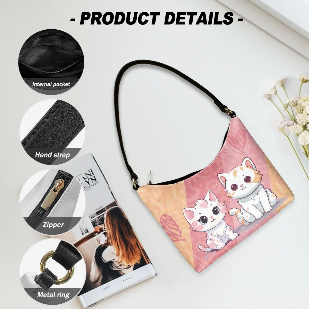 Adorable Cat Print PU Women's Underarm Bag