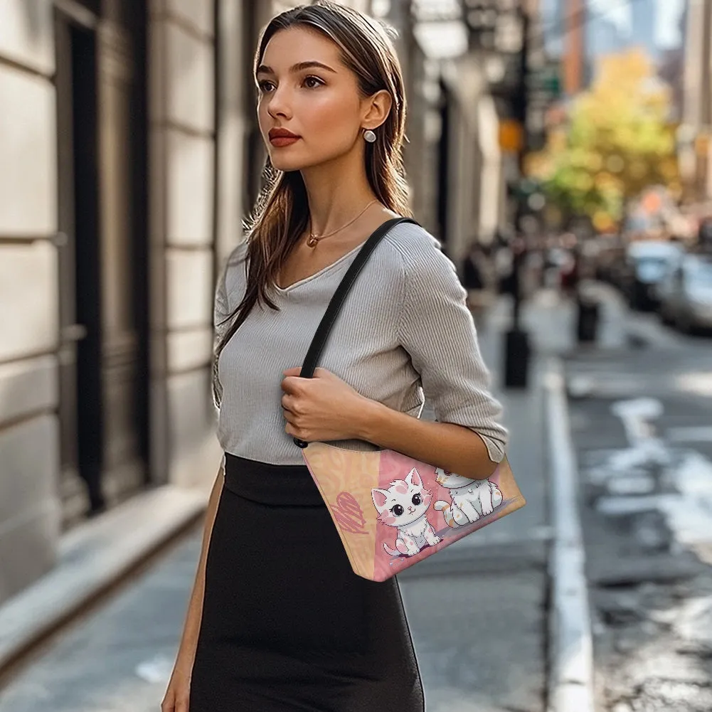 Adorable Cat Print PU Women's Underarm Bag