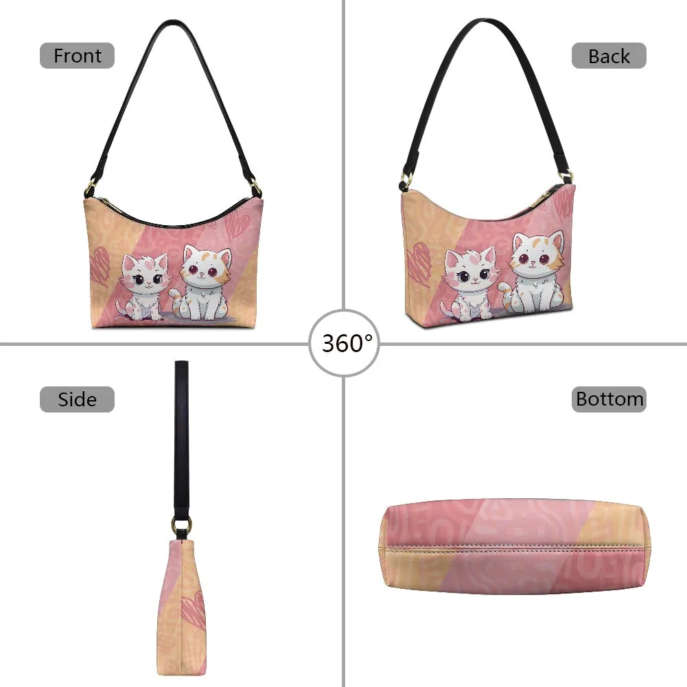 Adorable Cat Print PU Women's Underarm Bag