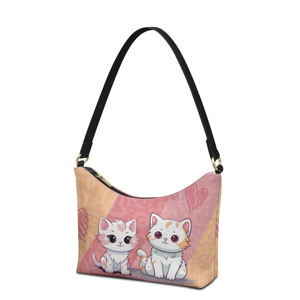 Adorable Cat Print PU Women's Underarm Bag