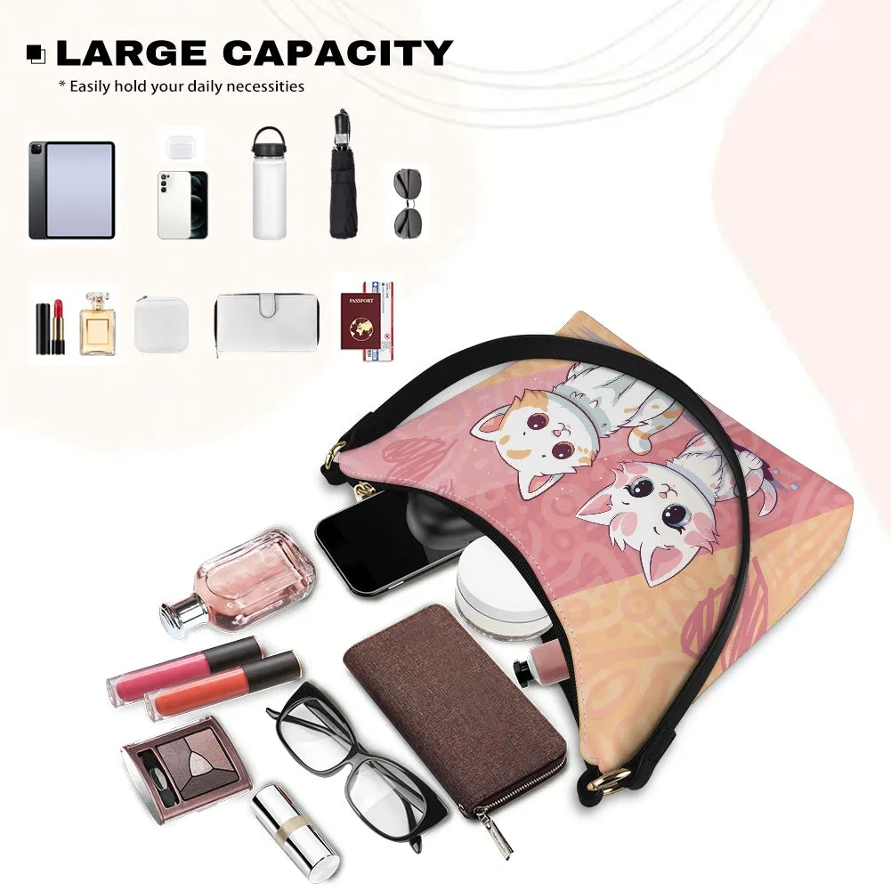Adorable Cat Print PU Women's Underarm Bag