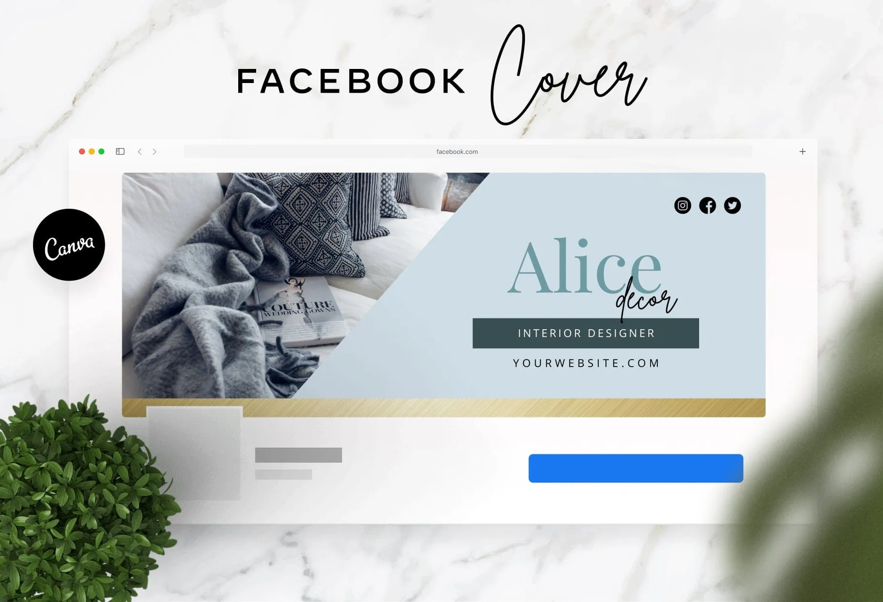Alice Facebook Cover Canva Template