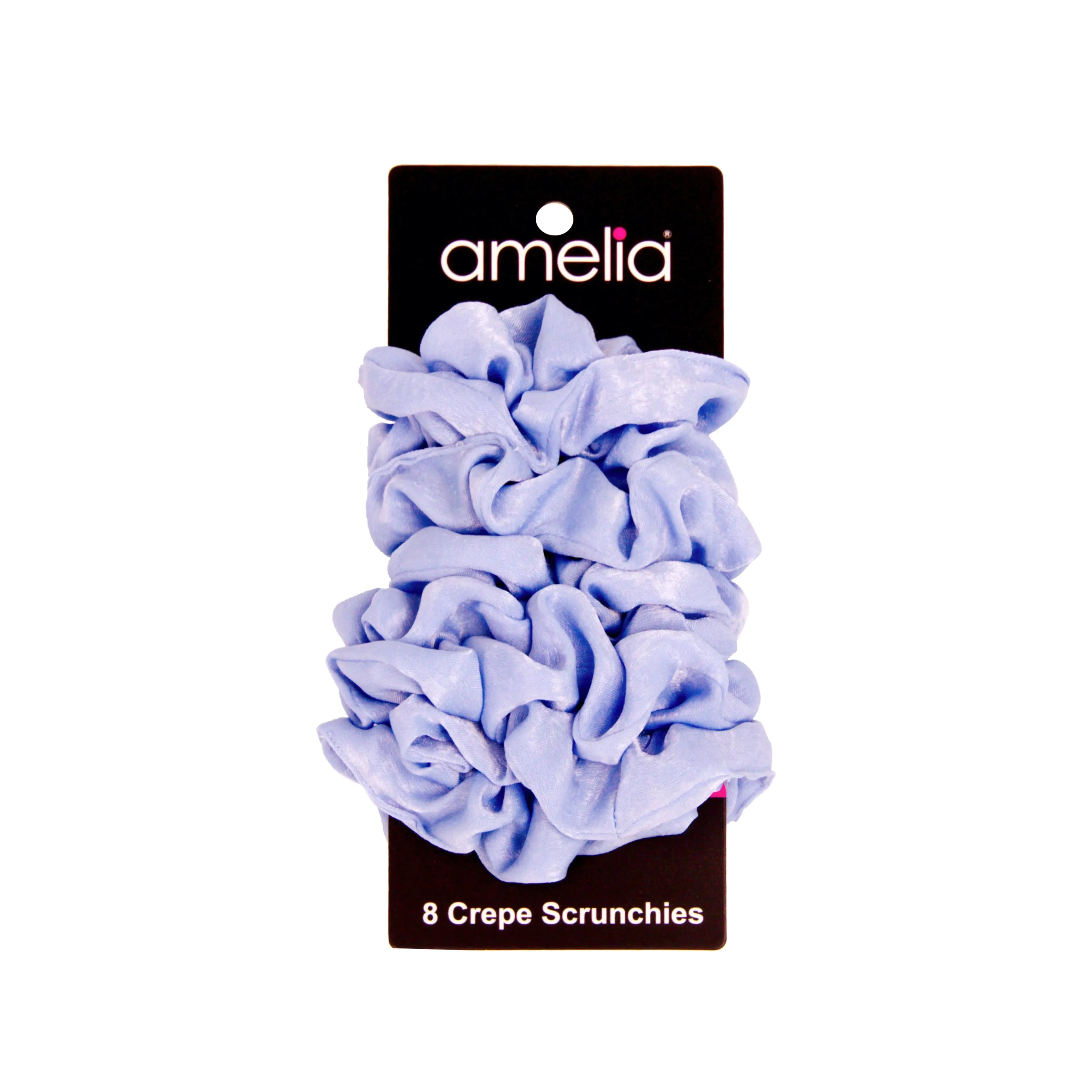 Amelia Beauty | 3in Blue Crepe Scrunchies | Soft, Gentle and Strong Hold | No Snag, No Dents or Creases | 8 Pack