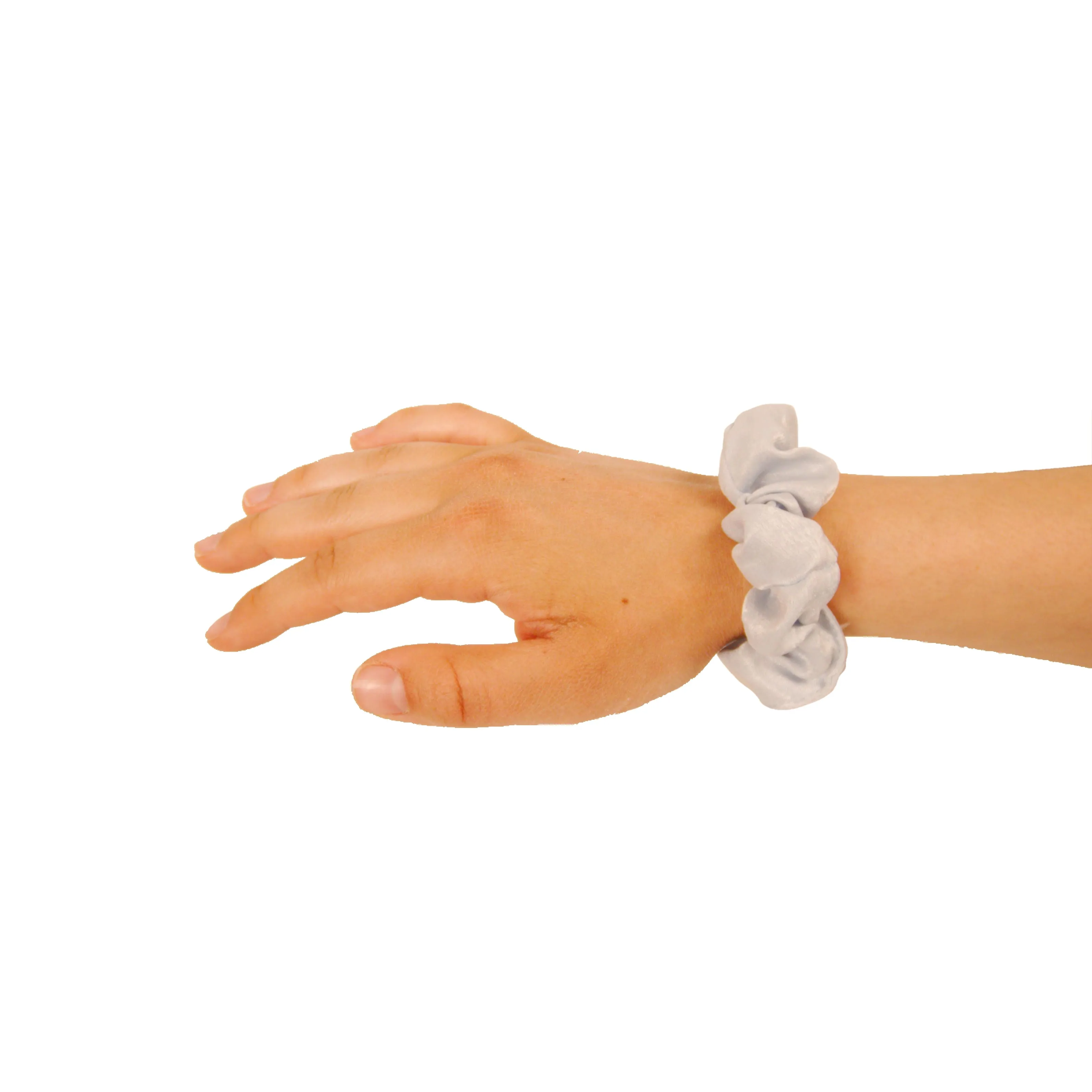 Amelia Beauty | 3in Sky Blue Crepe Scrunchies | Soft, Gentle and Strong Hold | No Snag, No Dents or Creases | 8 Pack