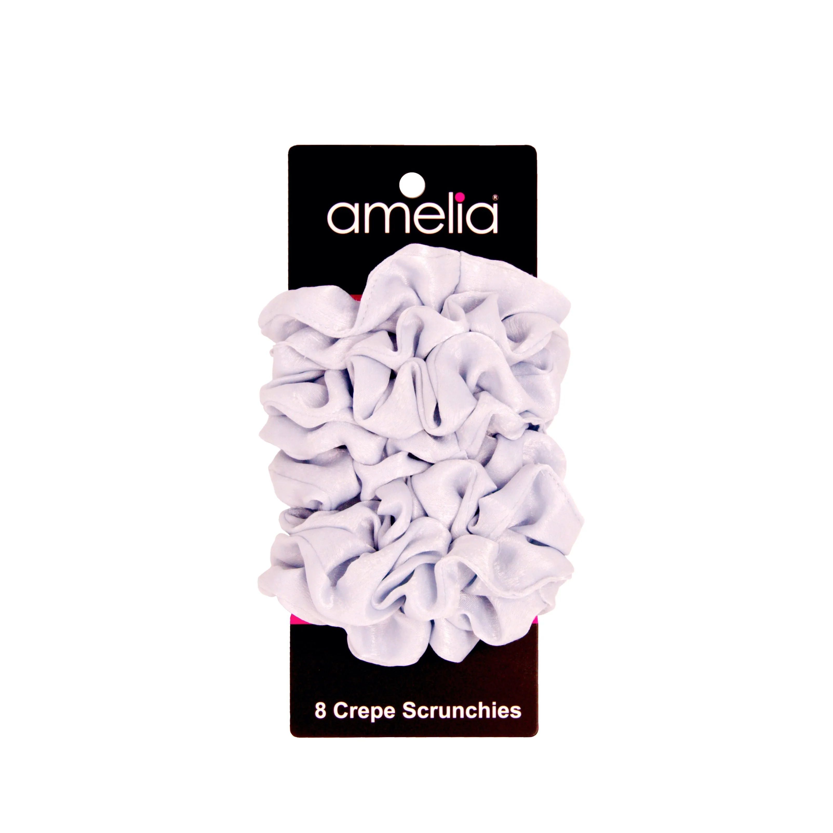 Amelia Beauty | 3in Sky Blue Crepe Scrunchies | Soft, Gentle and Strong Hold | No Snag, No Dents or Creases | 8 Pack
