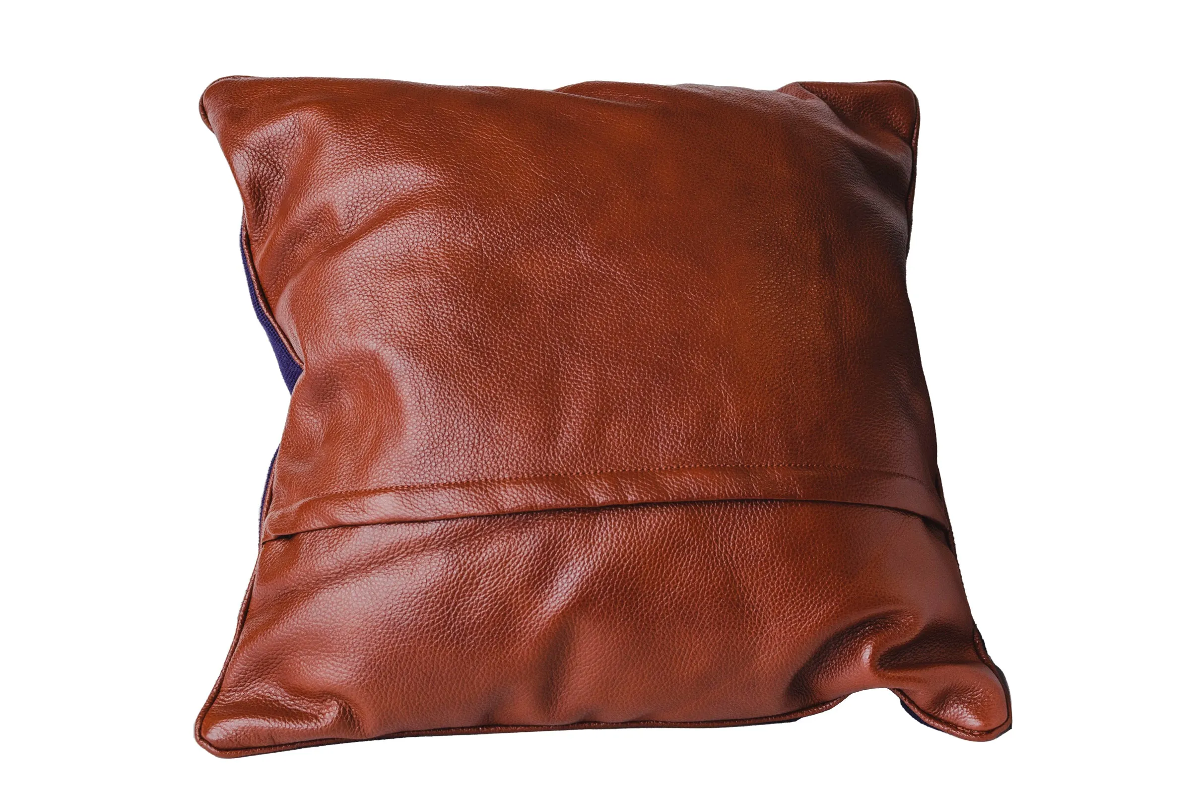 American Flag Needlepoint and Leather Pillow