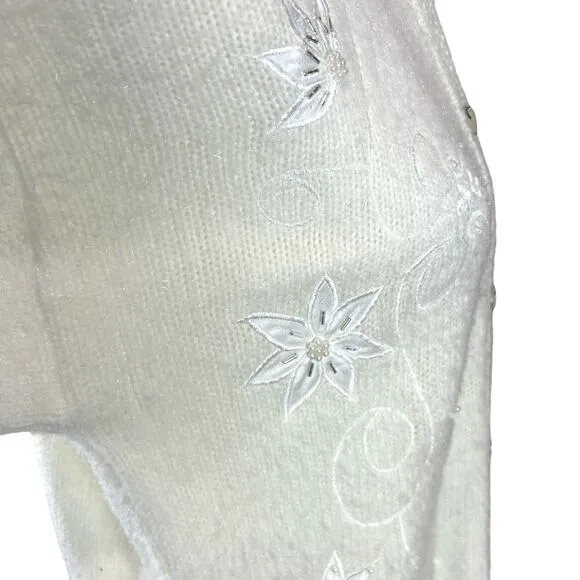 American Vintage Cardigan Sweater XL White Holiday Christmas Classic Grandmacore