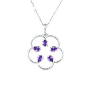 Amethyst and Diamond Accent Fashion Pendant in Silver