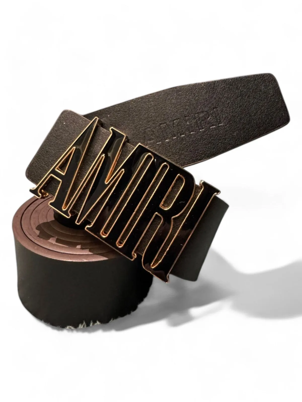 AMIRI black&gold Signature Buckle Belt