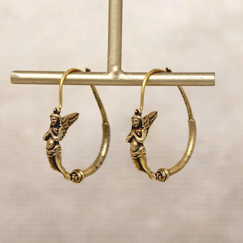 Ancient Greek Replica Silver Gilt Angel Hoops from MMA