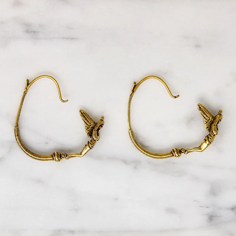 Ancient Greek Replica Silver Gilt Angel Hoops from MMA